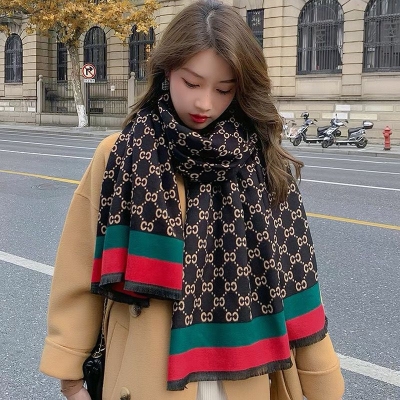 Picture of luxury Scarf Women Winter Warm Bufanda Shawl Wraps Thick Print For Female