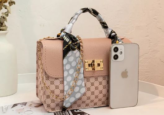 Picture of Ladies Small Hand Bag Fashionable Cotton Side Bag For Girls - Black