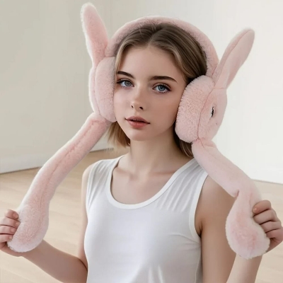 Picture of Bunny Ears Headband Moving Cute Warm Plush Airbag Rabbit Funny Gift Movable Luyo