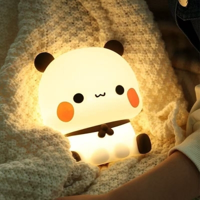 Picture of Panda Bubu Touch Led Night Light Lamp Cute Cartoon Nightlight Bedroom Decorative Living Room Gifts HELIN - White