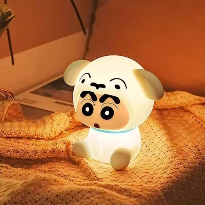 Picture of Anime Crayon Shin-Chans Patting Small Night Lamp Soft Light Eye -Protecting Bedroom Bedside Charging Small Nigh Ornament Gifts - White