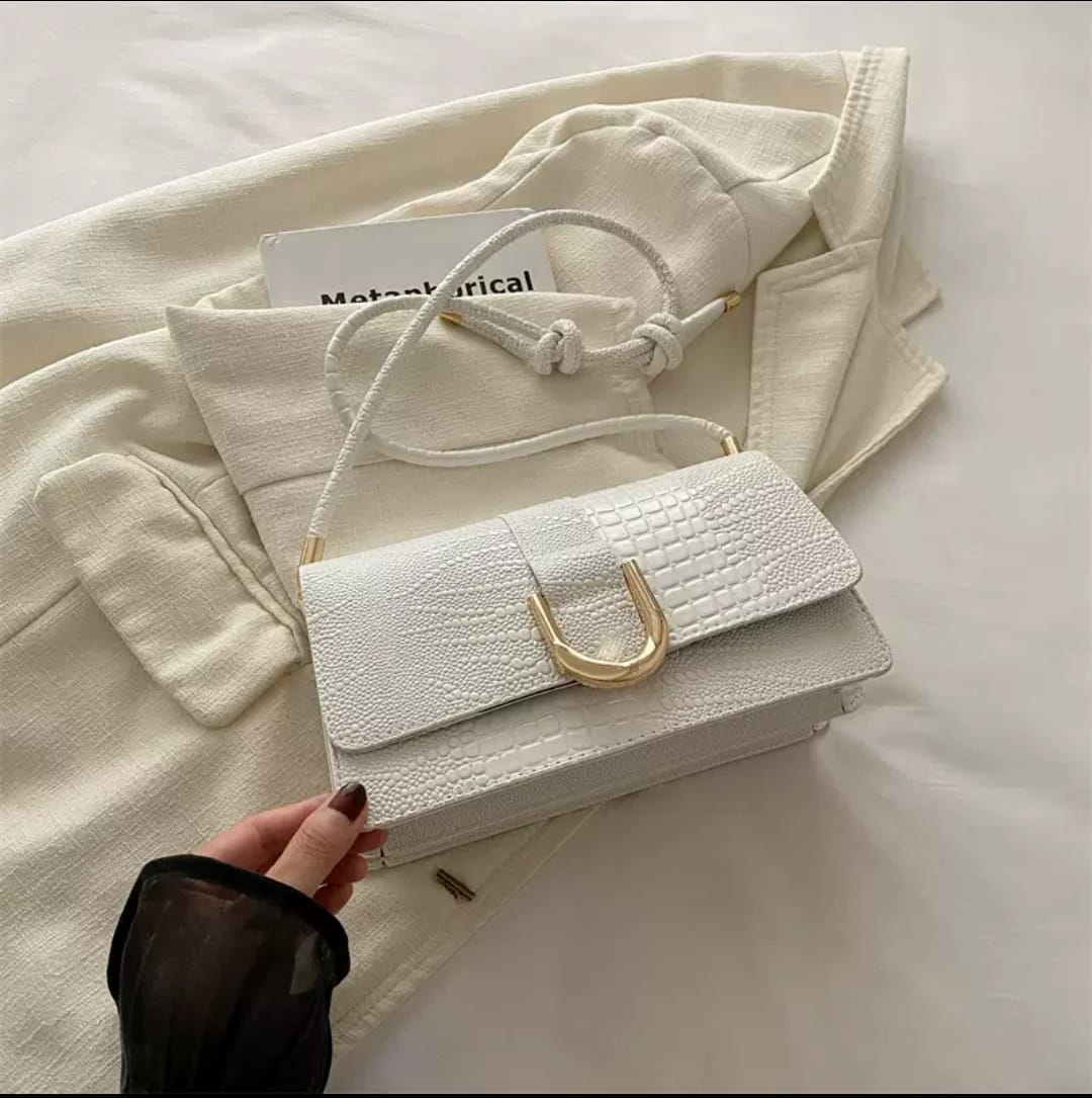 Picture of Texture PU Leather Crocodile Pattern Shoulder Bag For Gifts, Fashion Rope Strap Crossbody Bags For Women Designer Handbags