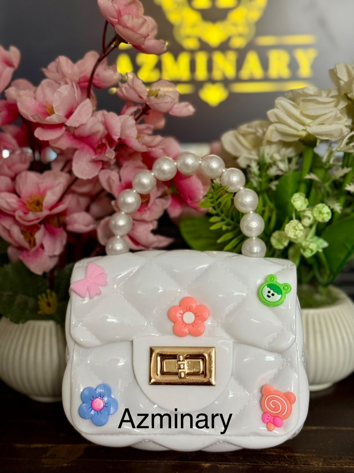 Picture of Hand-made DIY Cute Mini Jelly Pearl Shoulder Chain Kids Bag