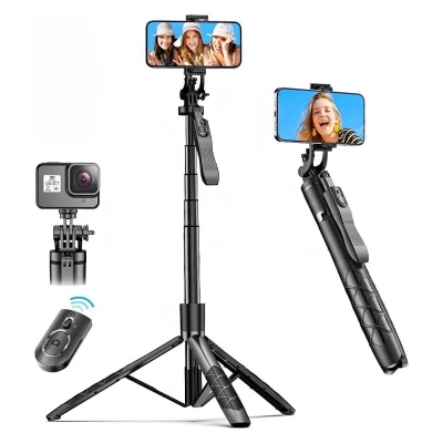 Picture of K-28 Long Video Stand Cum Selfie Stick Tripod with Remote - 360° Rotation Phone Stand with Wireless Remote Control,  with light