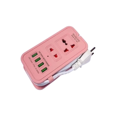 Picture of Maxline ML-604 4 USB Ports 2 Sockets Travel Multi Charger And Extension Socket With 6 Feet Cable