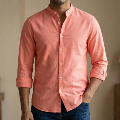 Picture of Men's Solid Colour Ban color Shirt  (Pink)