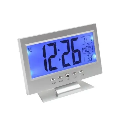 Picture of Digital LCD Clock with Calendar, Temperature Sensor, Alarm for Table and Study Desk