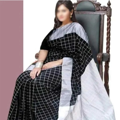Picture of Black & White Halfsilk Saree for Women