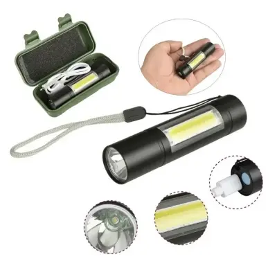 Picture of USB Charging Powerful Flashlight 3800LM XPE COB LED Flash Light Torch Lamp+Battery+Box
