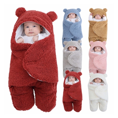 Picture of Baby Sleeping Bag Ultra-Soft Fluffy Fleece Newborn Receiving Blanket Infant Boys Girls Clothe Sleeping Nursery Wrap Swaddle