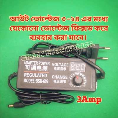 Picture of Adjustable Adaptor  DC 3v To 24V 3A Power Supply Adapter with LED Voltmeter Power Supply Universal AC 100-220V to DC 3v 12V 24V 9v 24V