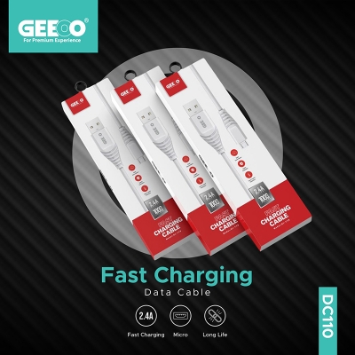 Picture of GEEOO Fast Charging 1M Long (Micro) Data Cable 2.4A Safe Charge DC110-White