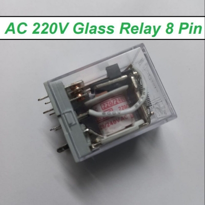 Picture of 220V Thin Pin AC 220V 8 Thin Pin 10A 250VAC Glass Relay LY2 LY2NJ JQX-13F AC 220V Coil Power Relay Electromagnetic Relay 8 Pins DPDT 2NO 2NC AC-220V Relay