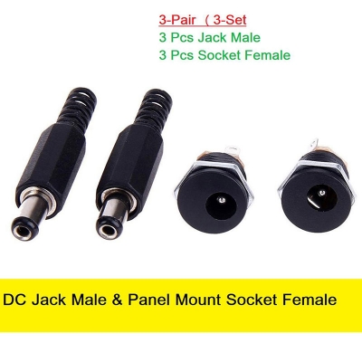 Picture of 3Pair 5V 12V 24V DC Jack Male & Panel Mount Socket Female DC Power Jack 2.1mm Plug Socket Power Supply For Led Strip CCTV Security Camera Cable Barrel Adapter