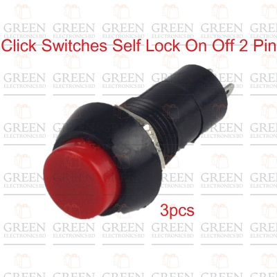 Picture of 3pcs Click Switches Self Lock On/Off 2 Pin Push Button Horn Switch Locking Car, Boat Dashboard-3pcs