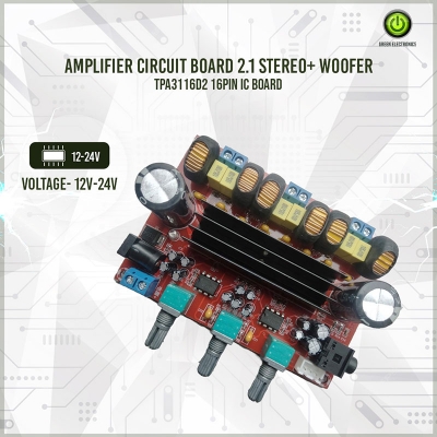 Picture of Amplifier circuit board 2.1 stereo+ woofer Tpa3116D2 16pin ic Board-Red
