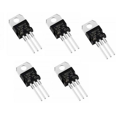 Picture of 5Pis 7805 Regulator ic 7805 5 Volts VOLTAGE REGULATOR IC FET Transistor (Number of Transistors 5) NPN Transistor  (Number of Transistors 5)-Black