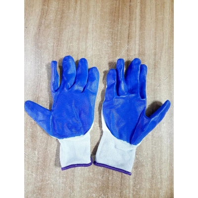 Picture of Hand Gloves China products 1 Pair Nylon Rubber Coated Hand Gloves for Man-White