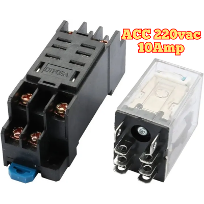 Picture of AC 220 Volt Flat 8 Pin DPDT Electromagnetic Power Relay with Base