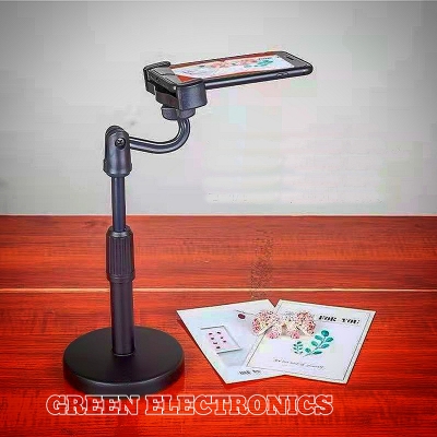 Picture of L7 Desktop Mobile Phone Holder Height Adjustable Stand & 360° Rotatable for Live Streaming Shoot YouTube TikTok Video and Multipurpose Round Base Smartphone Mobile Stand- Black-Black