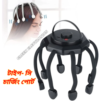 Picture of Octopus Head Scalp Relaxation Massage With Vibrating Head Massager Stress Release Hands Free Scalp Care Massager-Black