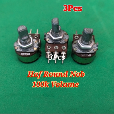 Picture of 3Pcs Haf Round Volume Control Potentiometer Green Electronics Package include: - 10 K Potentiometer Mounting diameter: 6mm, shaft diameter: 5mm, shaft length: 12mm value: 10k ohm Ensures matchless performance