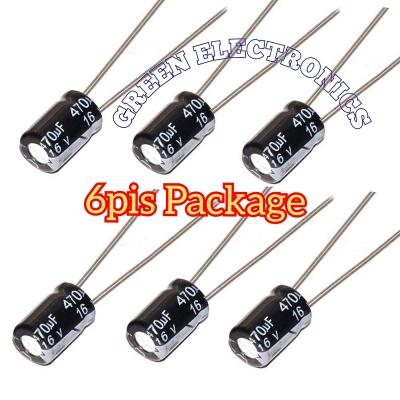 Picture of 6PCS 16V470UF 8*12mm 470UF 16V 8x12 mm Aluminum Electrolytic Capacitor DIP-Black