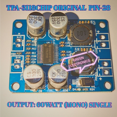 Picture of TPA3110 BTL 28pin Chip 60W Mono Digital Audio Power Amplifier Board Module DC 12V-24V-Multicolor