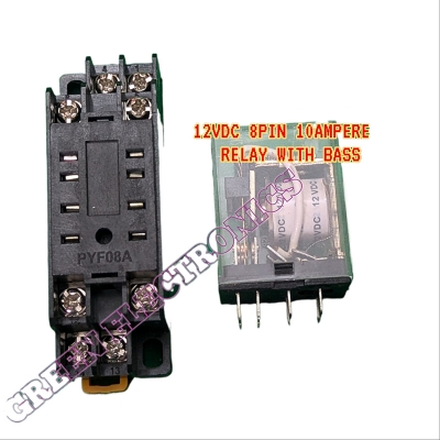 Picture of 8pin relar socket with 12vdc n/c, n/o  13amp relay with bass