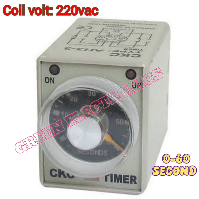 Picture of Base With AH3-3 Power On AC 220V Timer 0-60 Second Time Relay-Grey