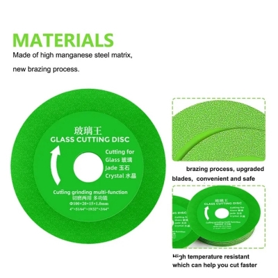 Picture of Glass Cutting Disc Diamond Cutting Blades Saw Blades for 4 Inch Angle Grinder, Diamond Cutting Wheels-Green
