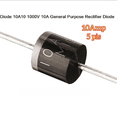 Picture of 5Pcs- Diode 10A10 1000V 1KV 10A General Purpose Rectifier Diode 10A10 Silicon Junction Diode R-6 Package Electrical Circuitry & Parts-Multicolor