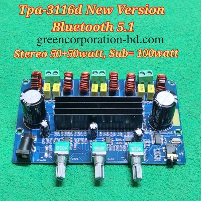 Picture of Bluetooth Version TPA3116D2 2x 50W +100W 2.1 Channel Digital Subwoofer Power Amplifier Board Ca-3166 3 Channel s DC 12-24V CA3166B Bluetooth Amplifier Board 2*50W+100W 4~8ohm DC12~24V TPA3116D2-Blue