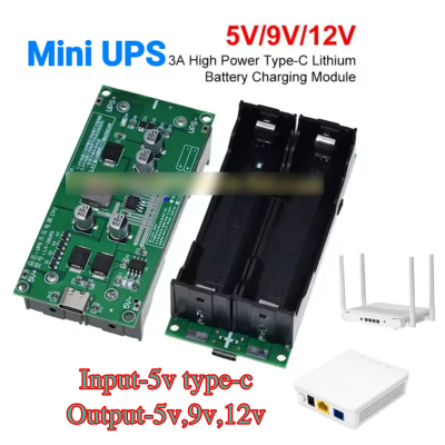 Picture of Type C 15W 3A Fast Charge UPS Power Supply 18650 Lithium Battery Charger Module DC to DC Step Up Converter 5V 9V 12V-9v output, 12v output, 5v output