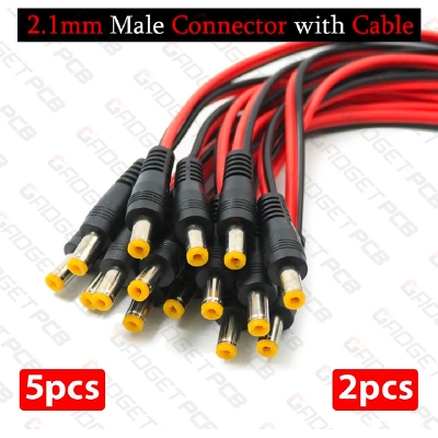 Picture of DC Power Pigtail Cable Plug 18AWG 2.1mm x 5.5mm 12V 5A Male Connector-2Pcs, 5Pcs