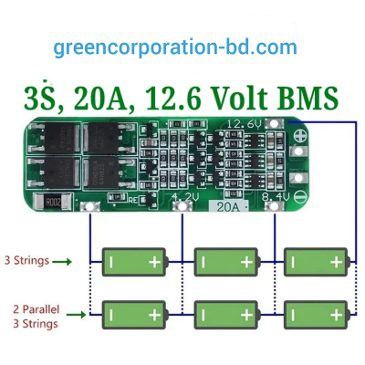 Picture of 3S 20A 18650 Li-Ion Lithium Battery Charger Bms Protection Board For Drill Motor 12.6V Lipo Cell Module 64X 20X3.4Mm - Solar Panel