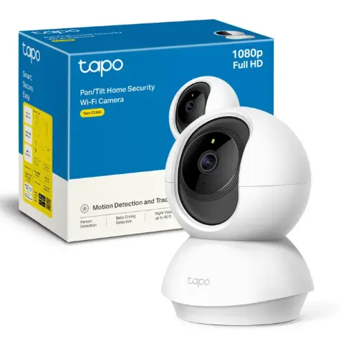 Picture of Tapo C200c Indoor Pan/Tilt Home Security Wi-Fi Camera, FHD, Surveillance Camera, Night Vision, 360° Viewing Angle, Two Way Audio, Motion Detection and Notifications, Integrated Acoustic and Clear Alarm