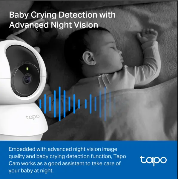 Picture of Tapo C200c Indoor Pan/Tilt Home Security Wi-Fi Camera, FHD, Surveillance Camera, Night Vision, 360° Viewing Angle, Two Way Audio, Motion Detection and Notifications, Integrated Acoustic and Clear Alarm
