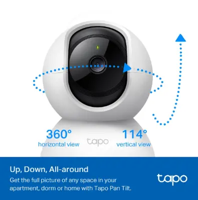 Picture of Tapo C200c Indoor Pan/Tilt Home Security Wi-Fi Camera, FHD, Surveillance Camera, Night Vision, 360° Viewing Angle, Two Way Audio, Motion Detection and Notifications, Integrated Acoustic and Clear Alarm