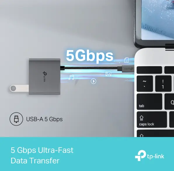 Picture of TP-Link UH3020C USB-C 3-in-1 Multiport Hub with 2 USB-A Ports & USB-C Power Delivery