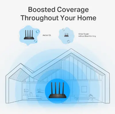 Picture of TP-Link Archer C6 V4 - Supports 802.11 AC Standard - Simultaneous 2.4GHz 400 Mbps - MU-MIMO Dual WiFi Router