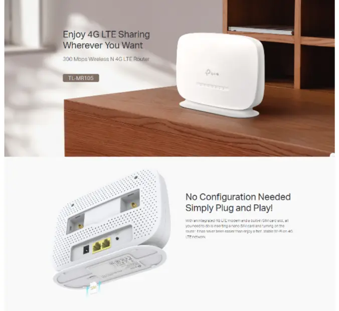 Picture of TP-Link TL-MR105 300 Mbps Wireless N 4G LTE SIM Router