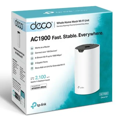 Picture of TP-Link Deco S7 AC1900 1 Pack Whole Home Mesh Wi-Fi System Smart Router 100 Device Capacity 1900 Mbps Dual-Band with Gigabit Ports