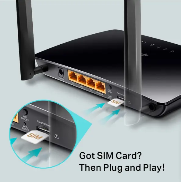 Picture of tp-link archer mr200 ac750 wireless dual band 4g lte router - black