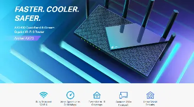 Picture of tp-link archer ax73 ax5400 dual-band gigabit wi-fi 6 router - USB Router