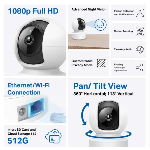 Picture of TP-LINK TAPO C202 2MP PAN-TILT HOME Security Wi-Fi Camera