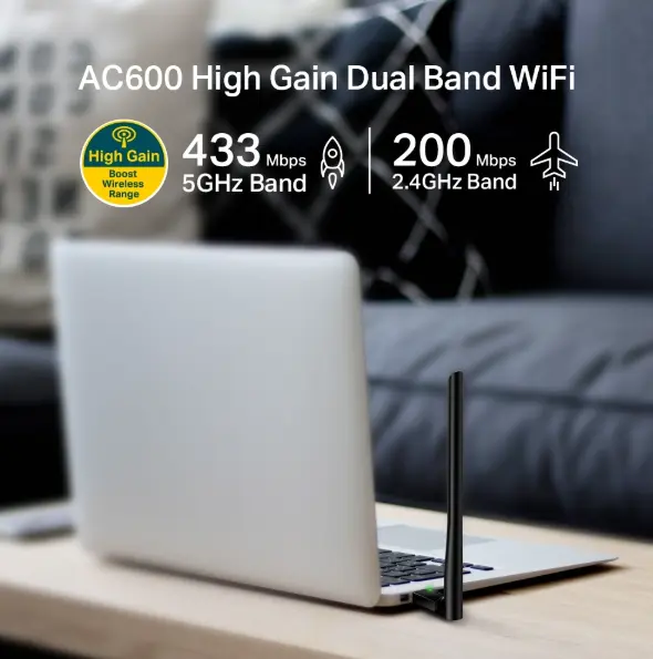 Picture of TP-Link Archer T2U Plus AC600 Single Antenna USB Adapter