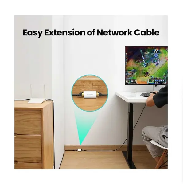 Picture of Ugreen NW116 (20391) Anti Thunder White RJ45 (Female to Female) Ethernet Connector #20391