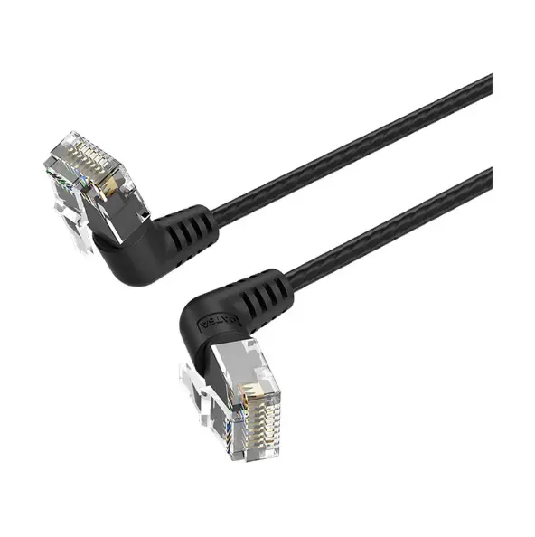 Picture of Vention IBOBI Cat-6A UTP, 3 Meter, Black Rotate Right Angle Patch Cable #IBOBI
