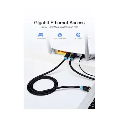 Picture of Vention VAP-A06-B150 Cat-6, 1.5 Meter, Black Network Cable # VAP-A06-B150, SFTP Patch Cord